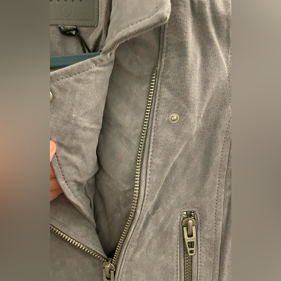 Anthropology BlankNYC Silver/Gray NWT Lined Suede Leather Small Moto Jacket - Picture 13 of 16